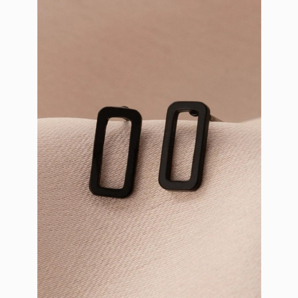 Anthropologie Jewelry - 3/$30 Black Hollow Rectangle Geometric Stud Earrings
